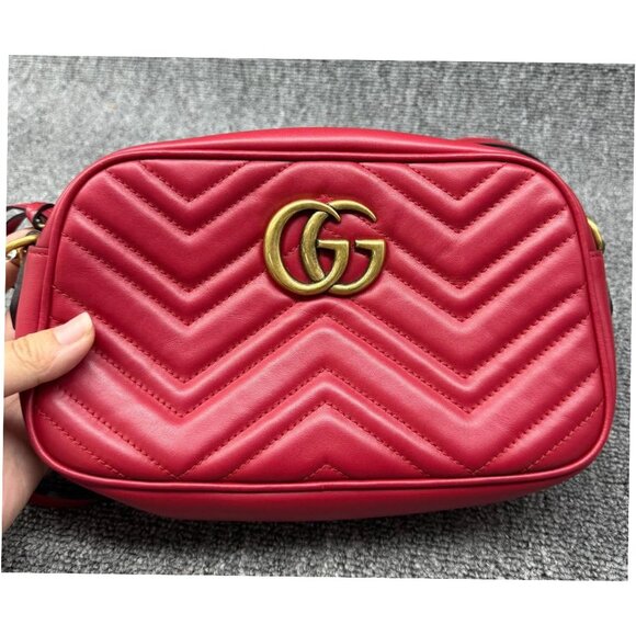 GUCCI GG Marmont Red Leather Shoulder Bag 775-071825 - Picture 2 of 15